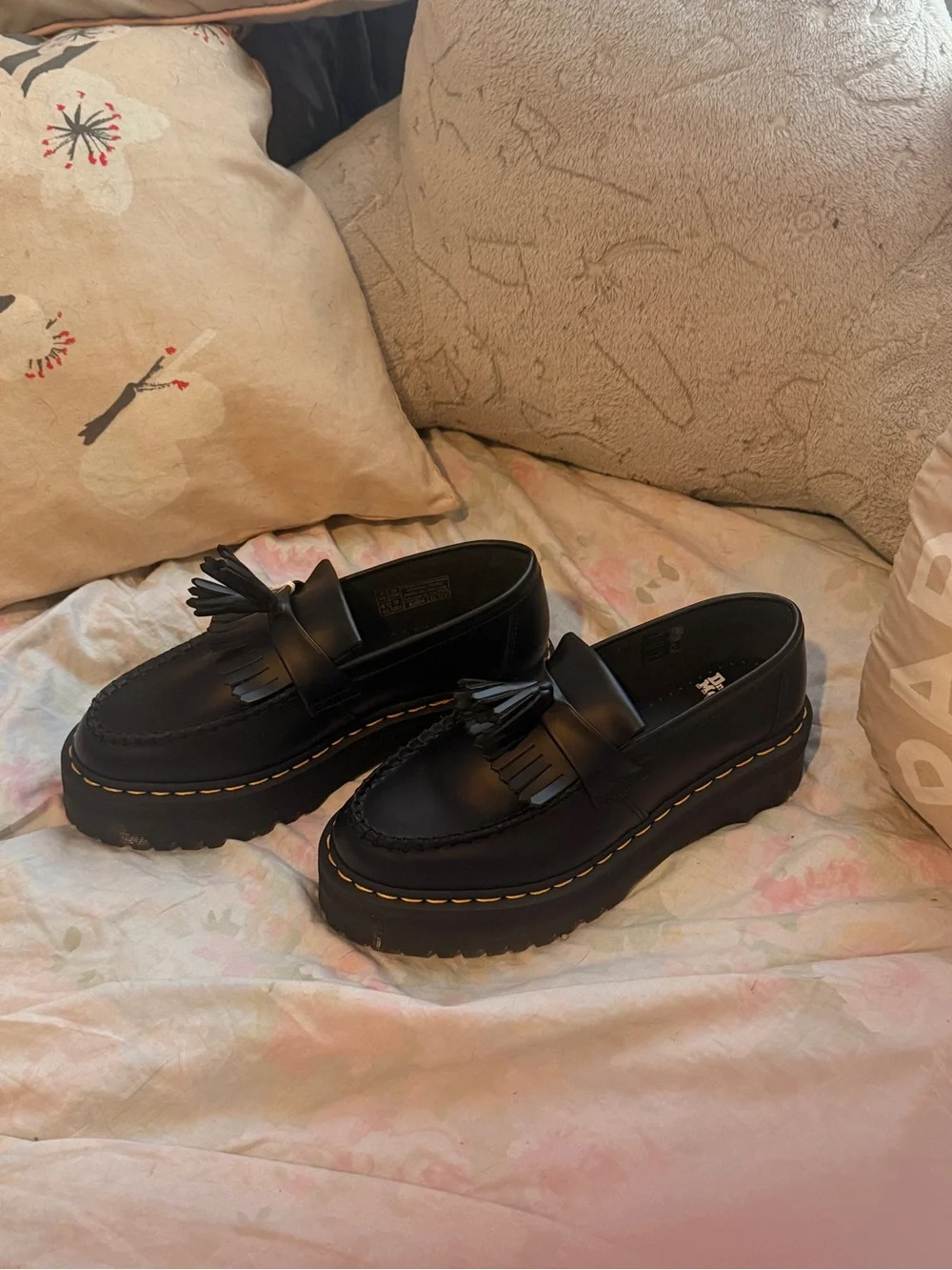 Dr. Martens Black Tassel Kiltie Platform Loafers